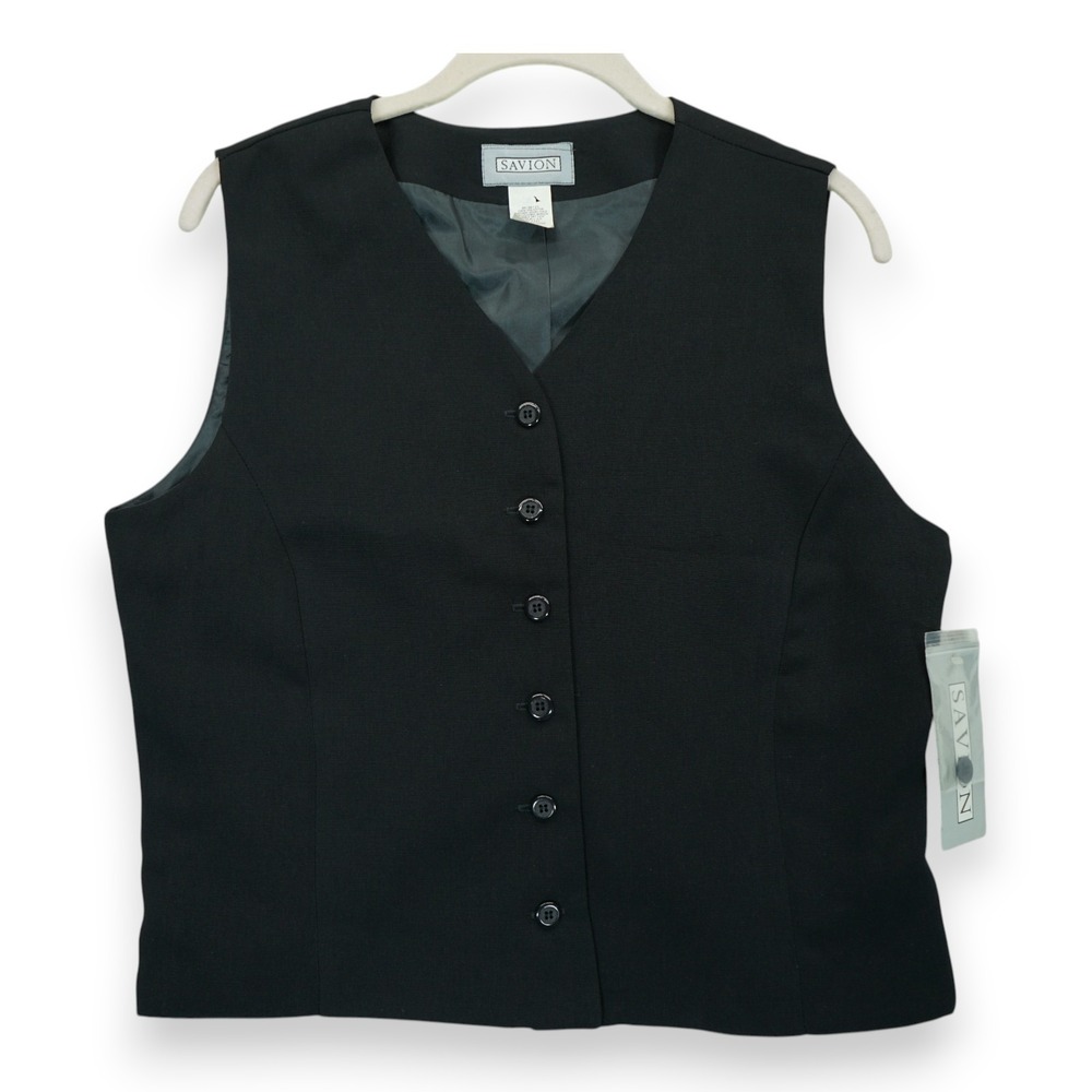 Vintage 90s Savion Black Vest Size 8 Tie Back ~ Made in USA